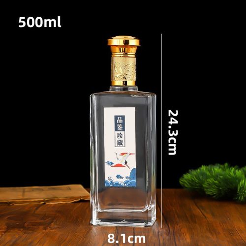 Chai Thuỷ Tinh Dẹp 500ml dẹp vuông